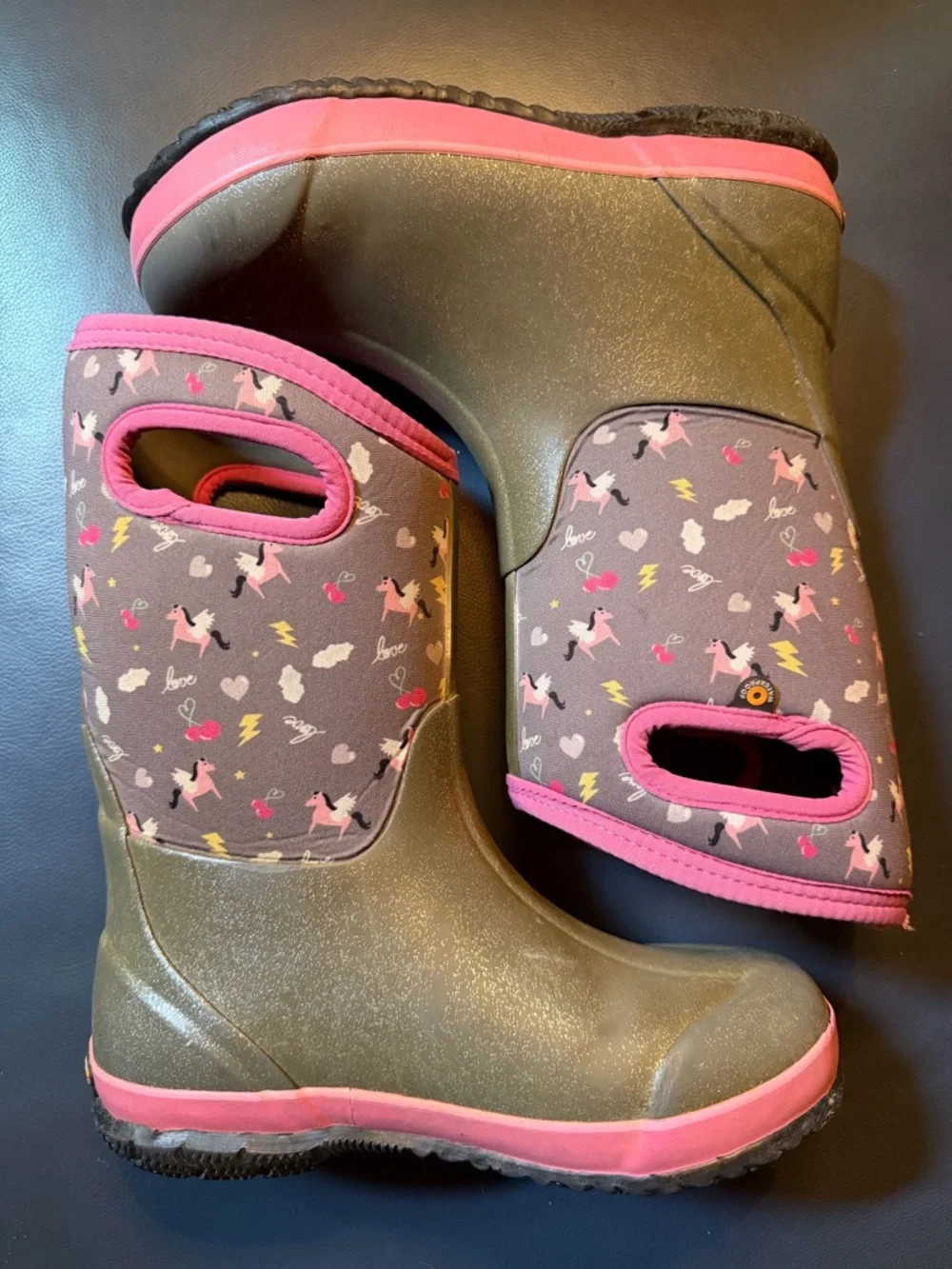 BOGS Kids Classic II Waterproof Winter Boots Pink Pegasus Sparkle Sz 4 EURO 37